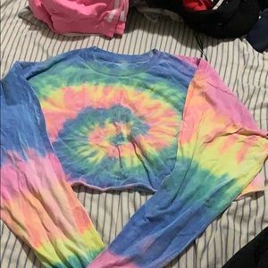 Rainbow tie dye crop top